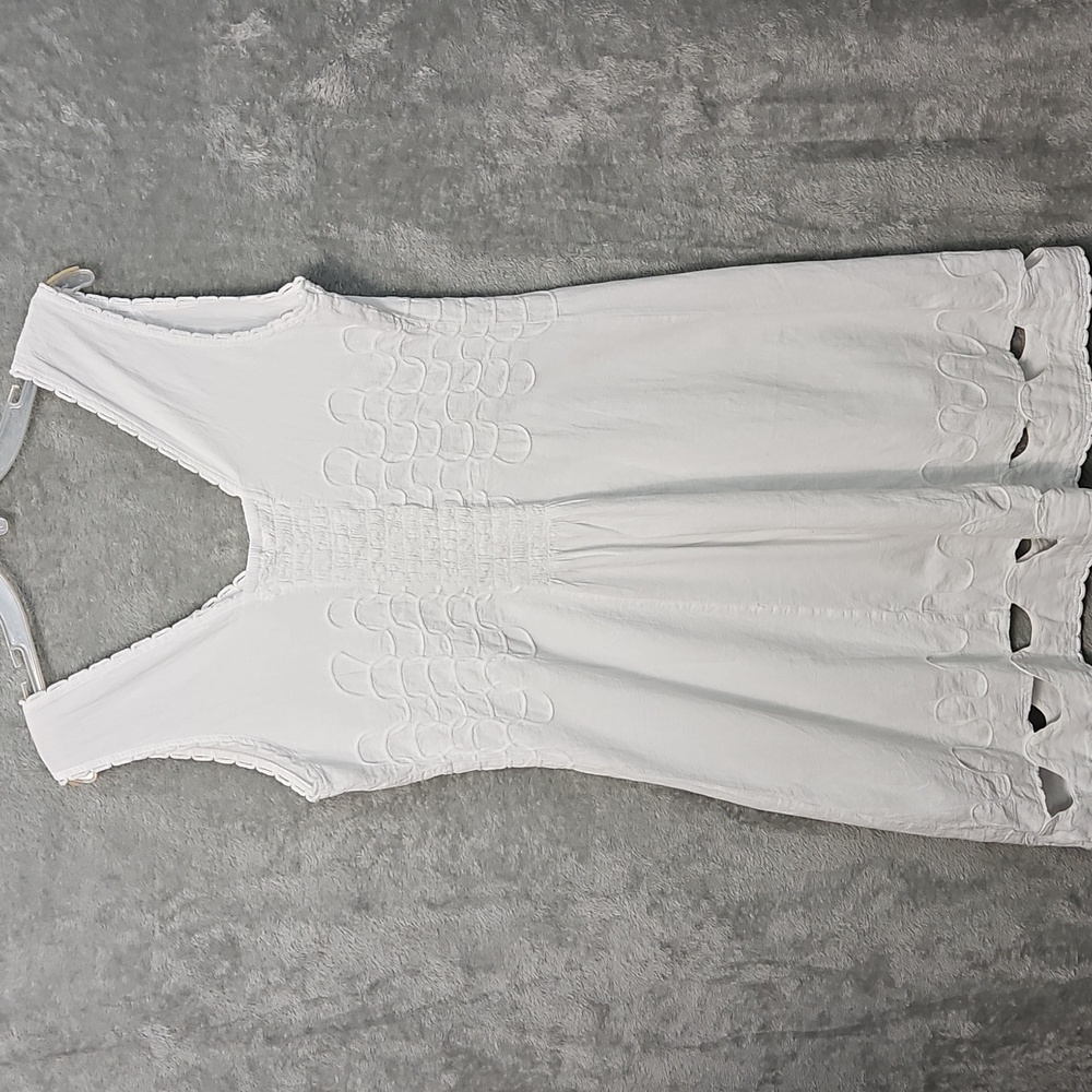 Blanco XL White Cotton Sundress Made In Peru Vneck Summer Dress Beach - Picture 6 of 9